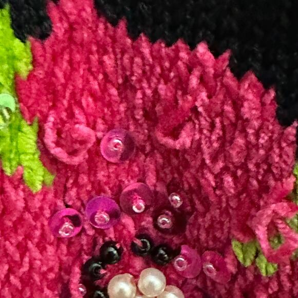 Lisa International Flamingo Beaded Sequin Cardigan Sweater Short Sleeve MEDIUM - Picture 7 of 14